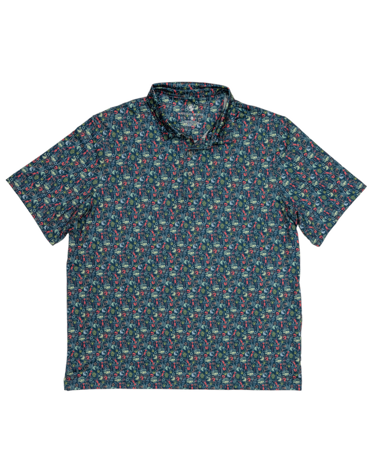 The men's Mardi Gras Printed Performance Polo from Southern Proper.