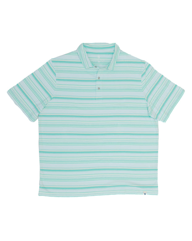 A Guadalupe Stripe Polo, perfect for Southwest vibes, on a white background.