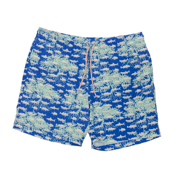 A Mangrove Swim: Nautical Blue from the Spring collection featuring palm trees, perfect for a beach vacation in the Florida Keys.