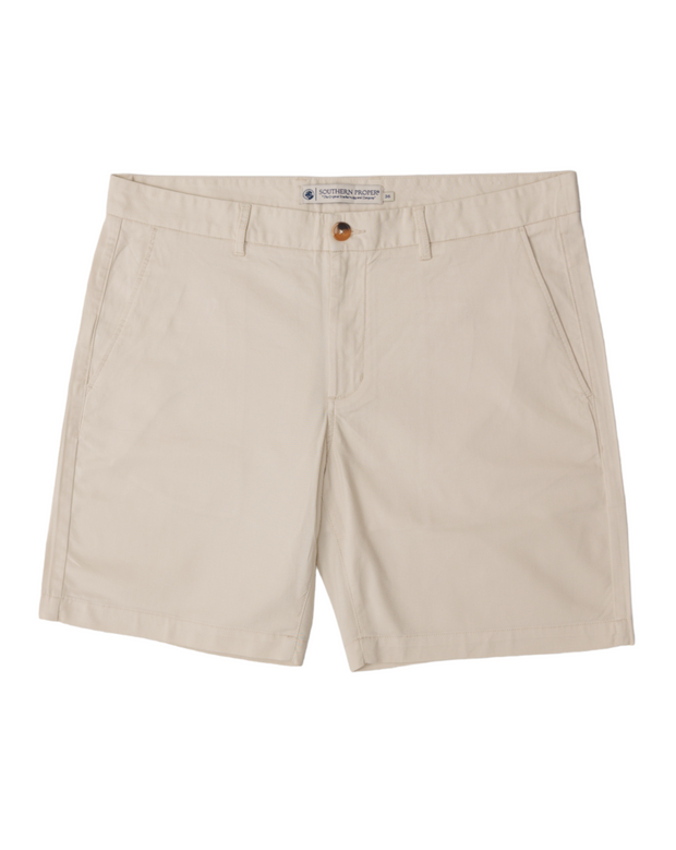 The Bluff Short: Stone is a pair of men's chino shorts in beige.