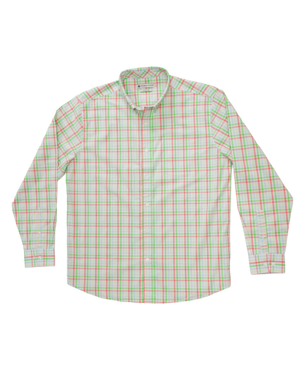 A Perrier Woven Shirt - Kelly Green on a white background.