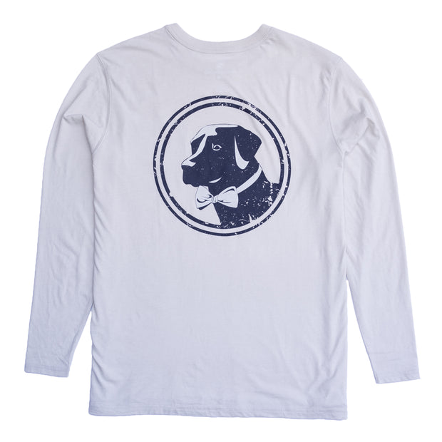 An Original Logo LS Tee with a printed dog logo on the front.
