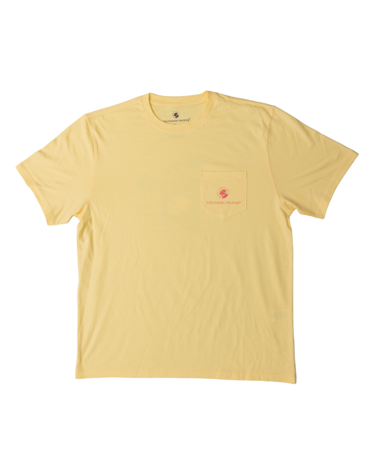 An Island Time SS Tee with a red pocket.