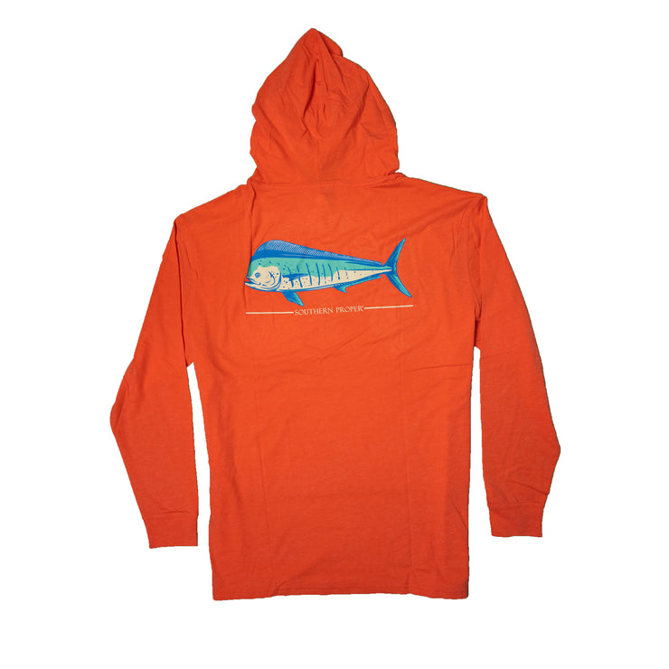 A Hoodie Tee: Proper Dolphin with a fish on it made of cotton and polyester.