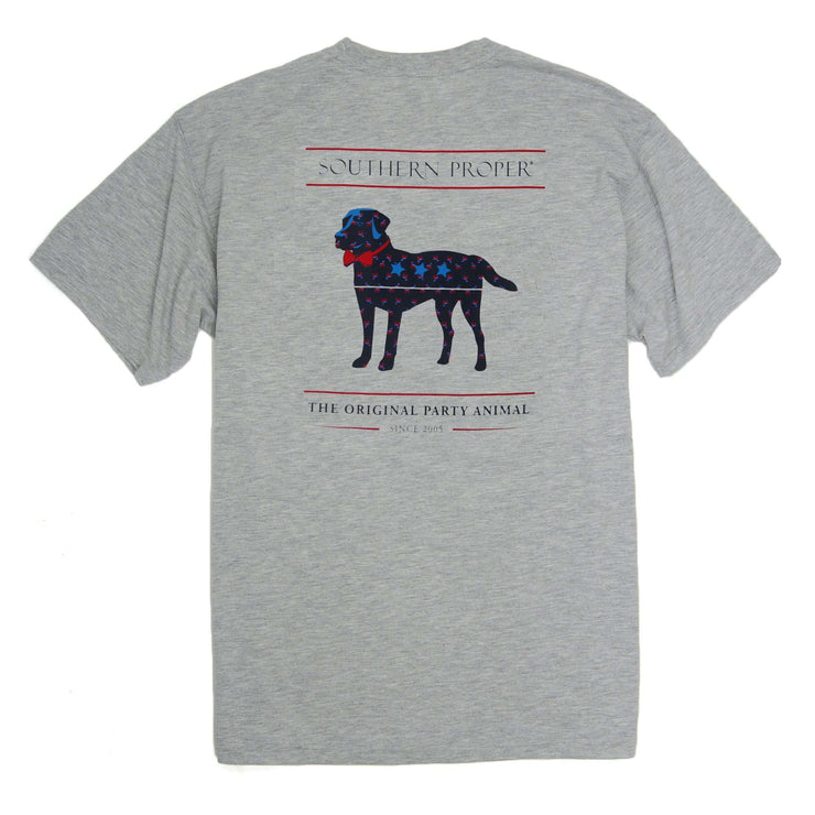 Southern Proper - American Party Animal Tee: Heather Grey