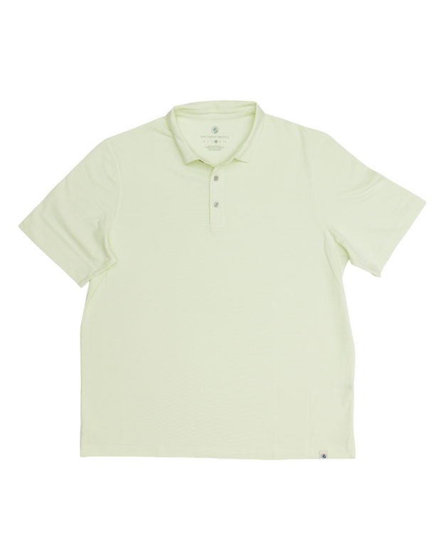 The Tensaw Stripe Polo shirt in light green is made from lightweight Peruvian cotton.