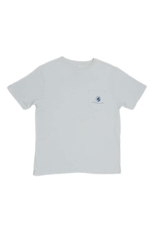A Birds of a Feather Tee with a printed front pocket.