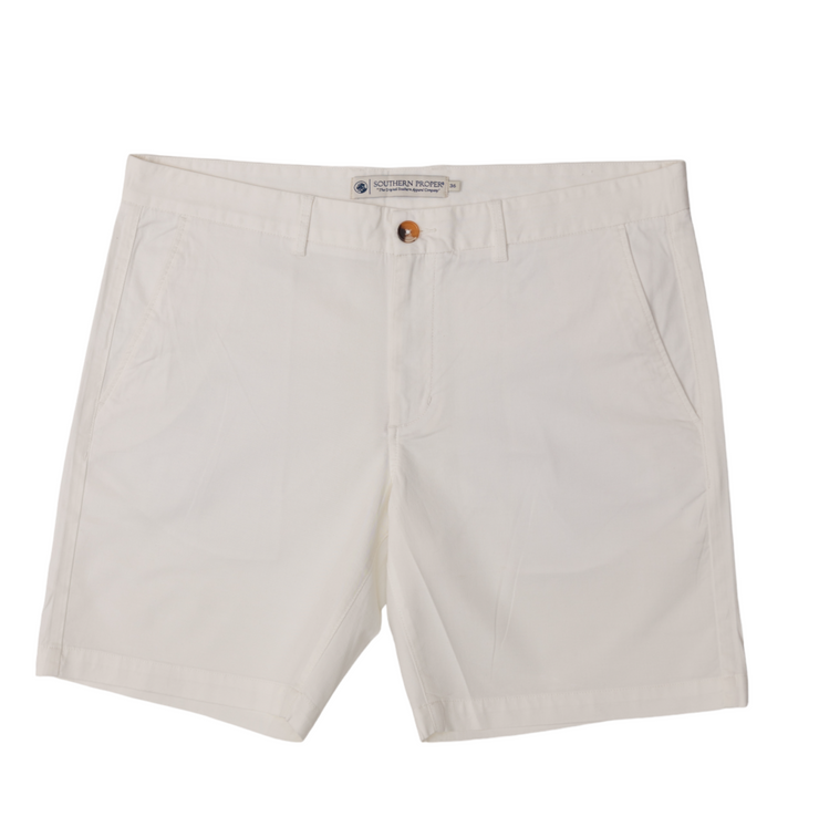 The men's Bluff Short: White made of cotton on a white background.