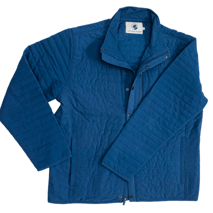 The versatile men's Quilted Field Jacket in blue.