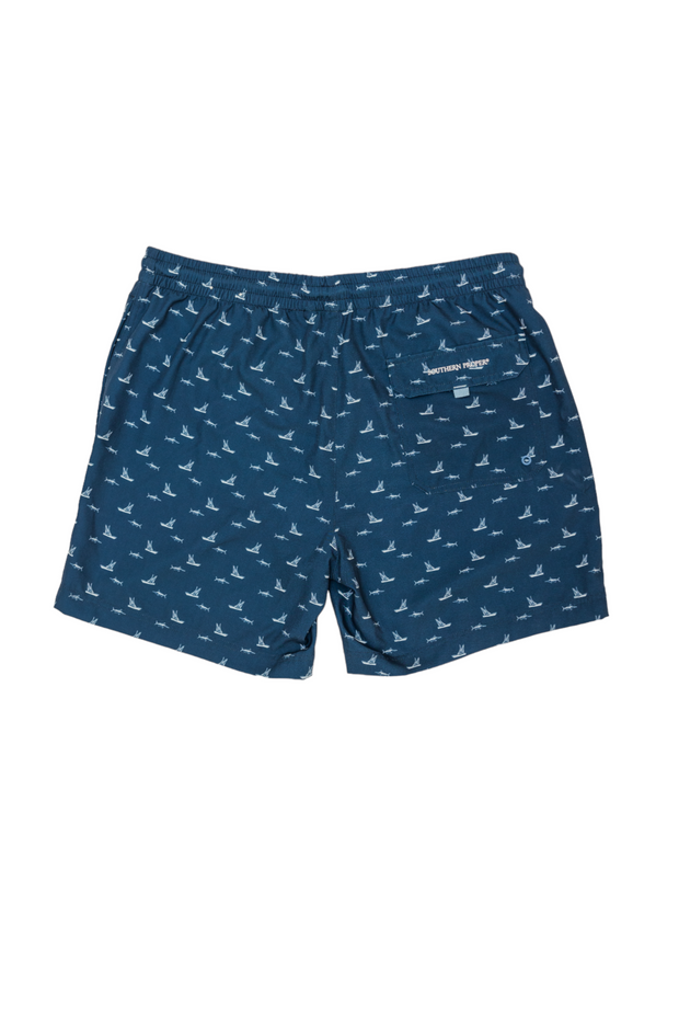 Introducing the Chasing Blues Swim: Navy from our Spring 23 Keys collection. These men's swim trunks feature a vibrant blue hue and a stylish white and blue pattern. Perfect for