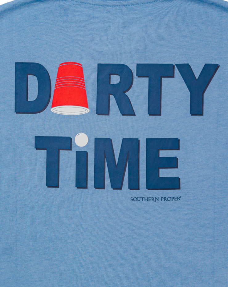 A blue Darty Time SS Tee with the words 'dark time' on it.