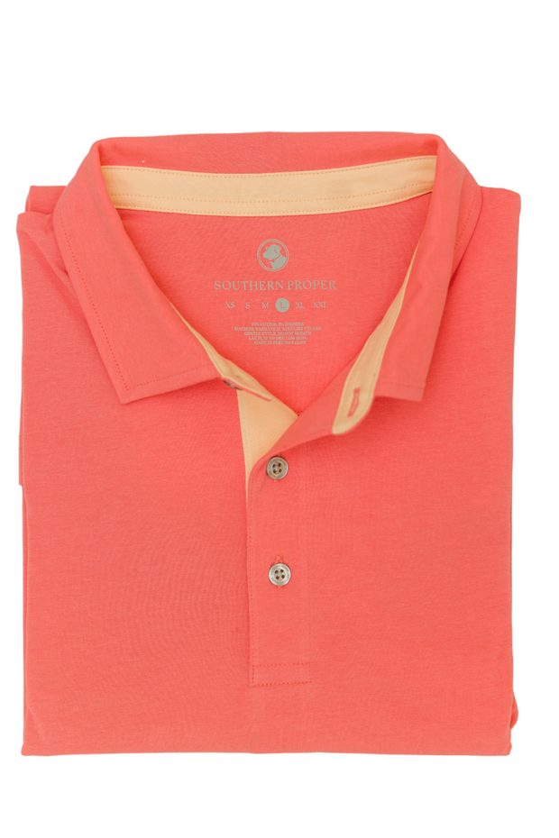 A men's Lakeside Polo shirt with a yellow collar from Southern Proper.