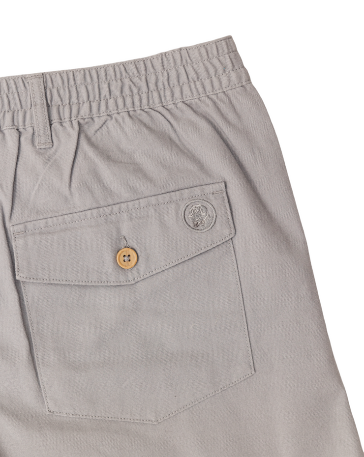 A pair of Southern Proper PC Shorts in Anchor Grey made from Pima cotton with a button on the pocket.
