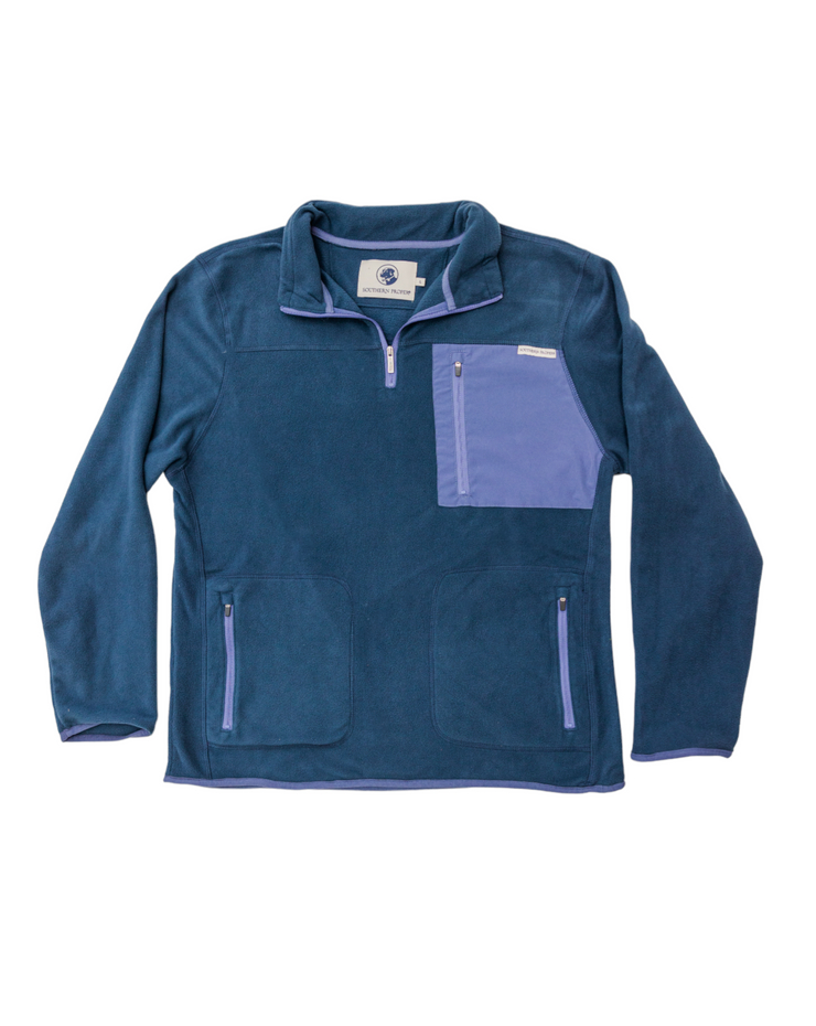 The men's blue and purple All Prep Fleece Pullover made with micro fleece.