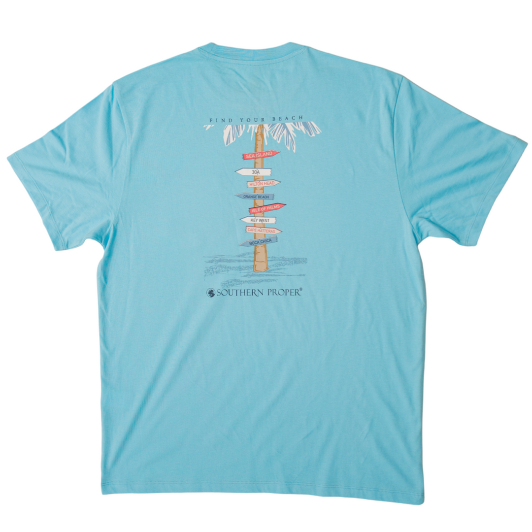 Beach Signs SS Tee - Canal Blue | Southern Proper
