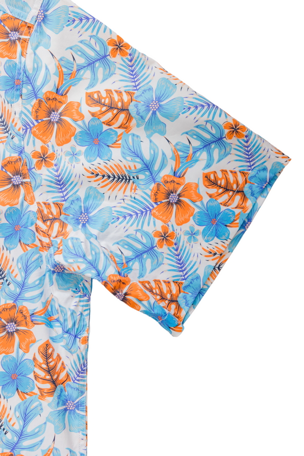 A blue and orange Cocktail Shirt: Key West with tailored fit.