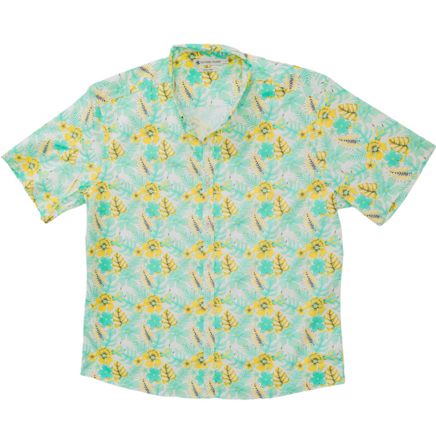 Tailored fit men's Cocktail Shirt: Key West with an embroidered tag.