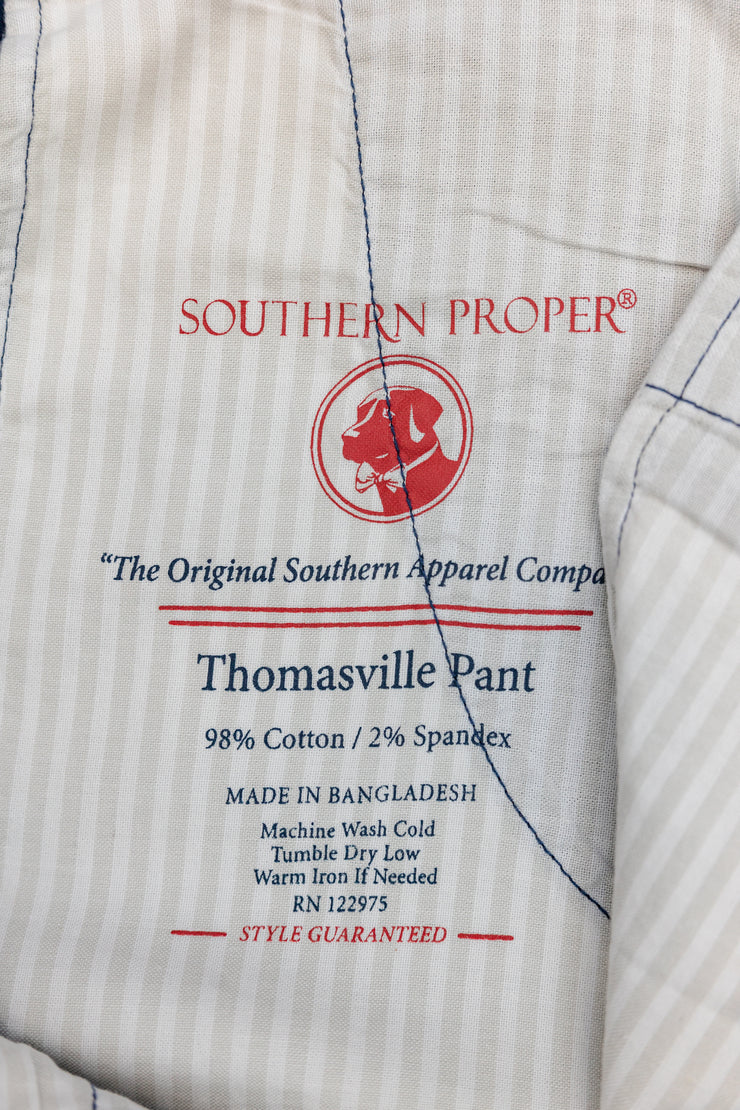 The Thomasville Pant is available in multiple lengths and colors. It has a trim cut and is the result of original research.
