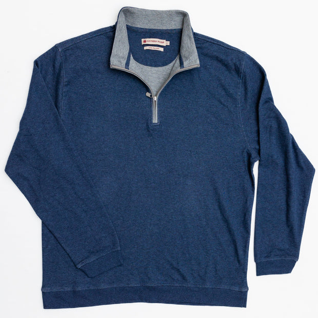 A men's Canal Quarter Zip in blue and gray.