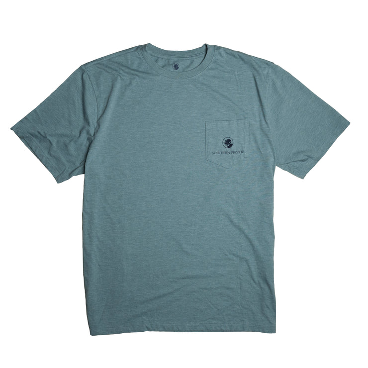 The Original Southern Co SS Tee men's pocket t-shirt in teal features a printed logo.