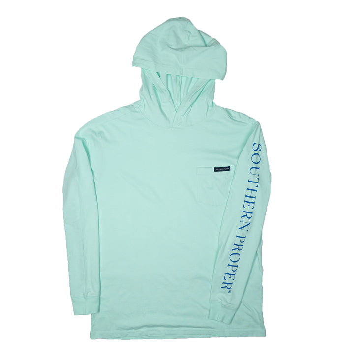 A mint green Hoodie Tee: Beach Glass with the words 'Southern Hope' on it.