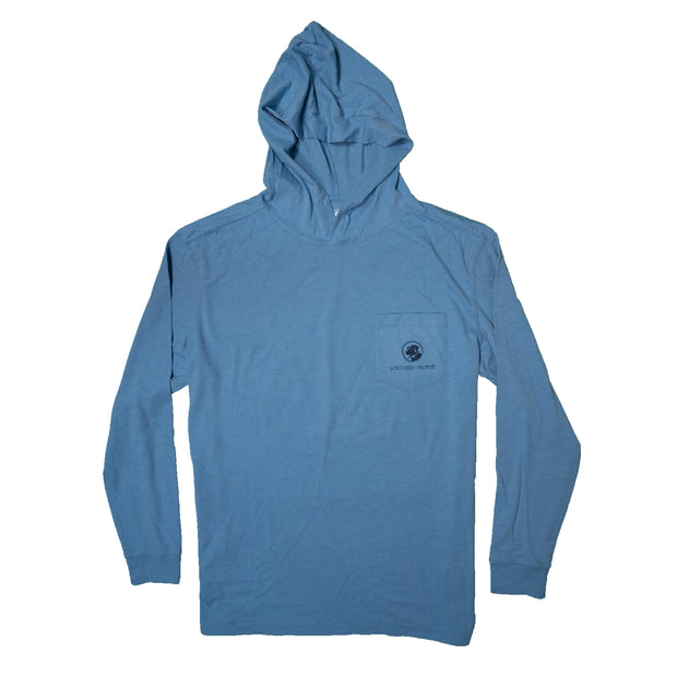 A Southern Hoodie Tee made from Peruvian Cotton, featuring a Printed Front Pocket.