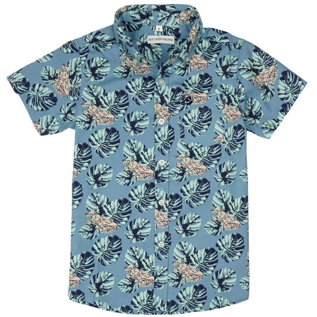 Southern Proper - Boys - Social Shirt: Frog Palm