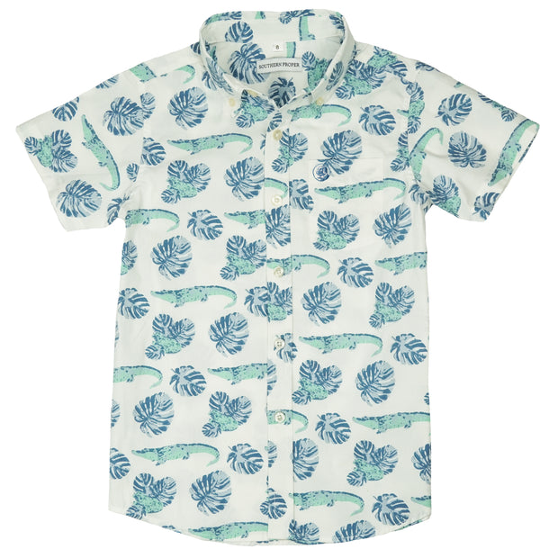 Southern Proper - Boys - Social Shirt: Gator Palm