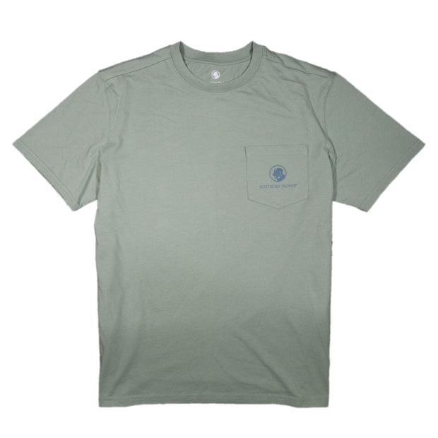 The men's Voice of the Sea SS Tee pocket t-shirt in sage green.