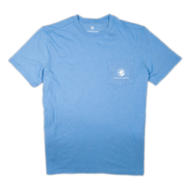A Southern Proper Line Lab SS Tee made of Peruvian cotton blend with a white logo on its Crew Neck Tee.