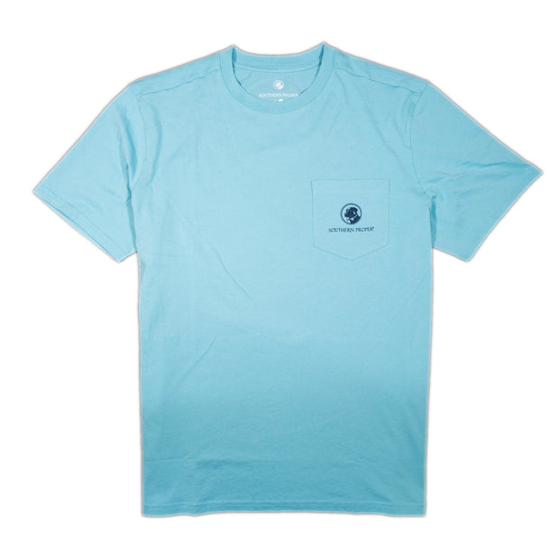A light blue cotton Original Logo SS Tee with a logo on the front.