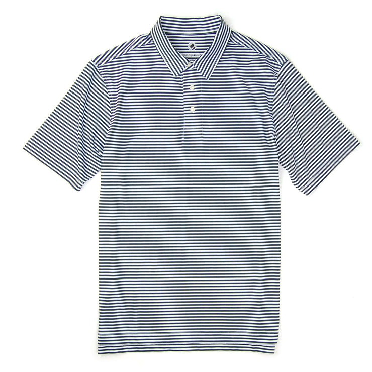 Southern Proper - Classic Performance Polo: Navy and White Stripe