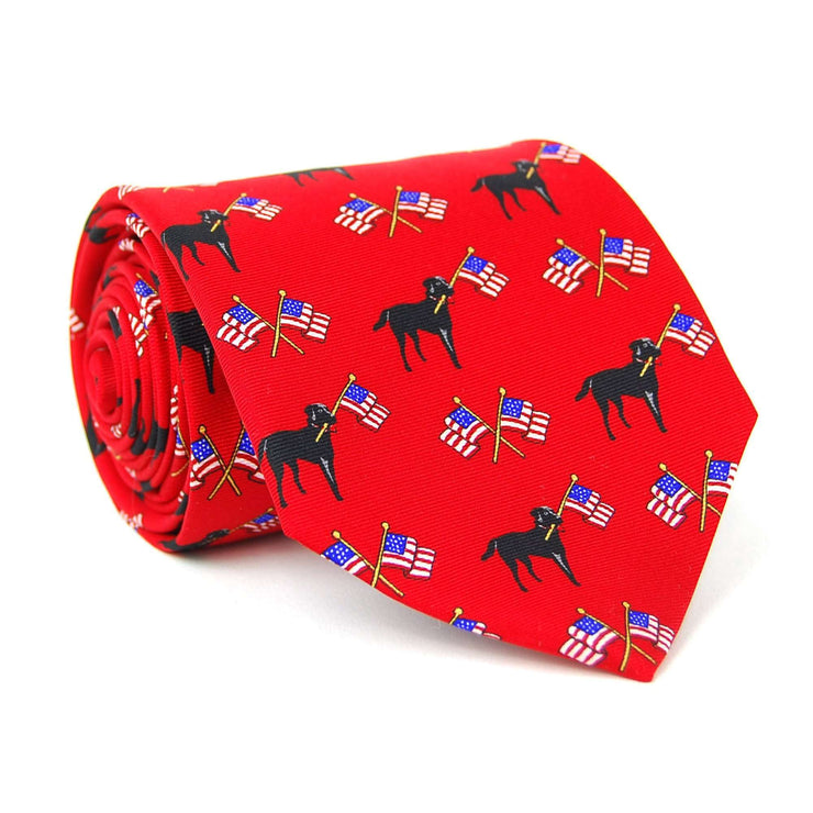 Southern Proper - Labs & Flags Tie: Red