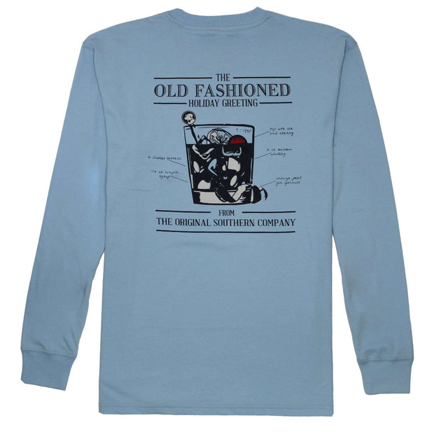Southern Proper - Old Fashioned Greeting Long Sleeve Tee: Oxford Blue