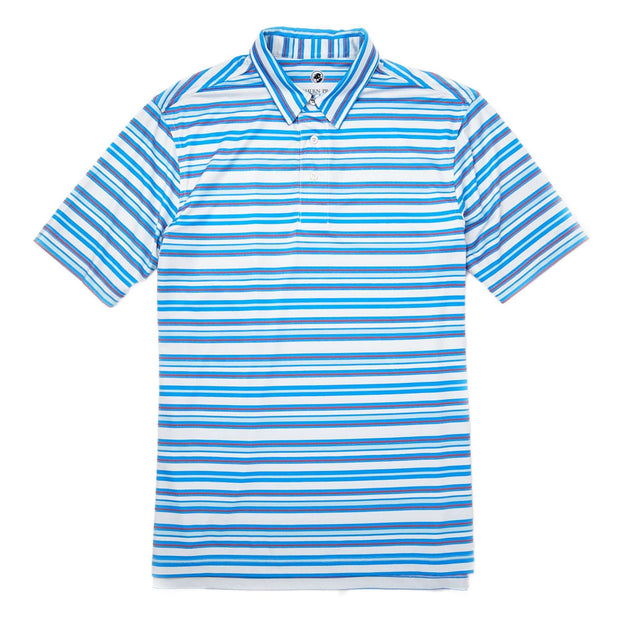 Southern Proper - Performance Polo: Sky Blue Stripe